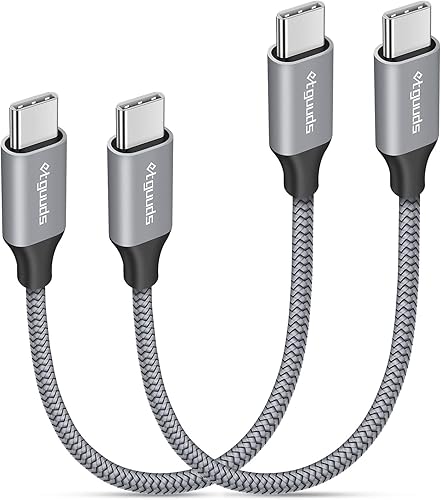 etguuds Cable corto USB C a USB C de 0.5 pies, paquete de 2 cables USBC a USBC de 60 W, cable de carga tipo C a C, carga rápida para iPhone 17 16 15