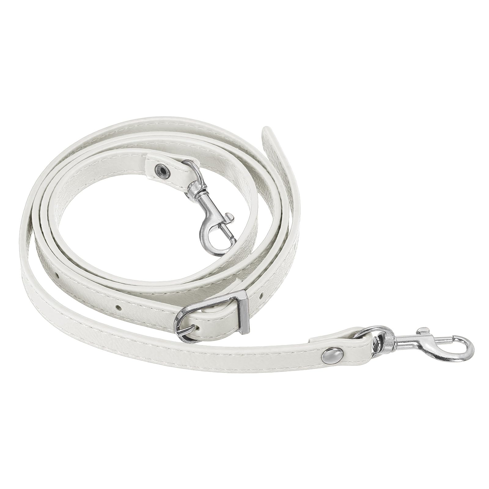 PATIKIL Leather Purse Strap Replacement 47 Inch, PU Adjustable Shoulder Crossbody Replacement Strap with Silver Hardware, White
