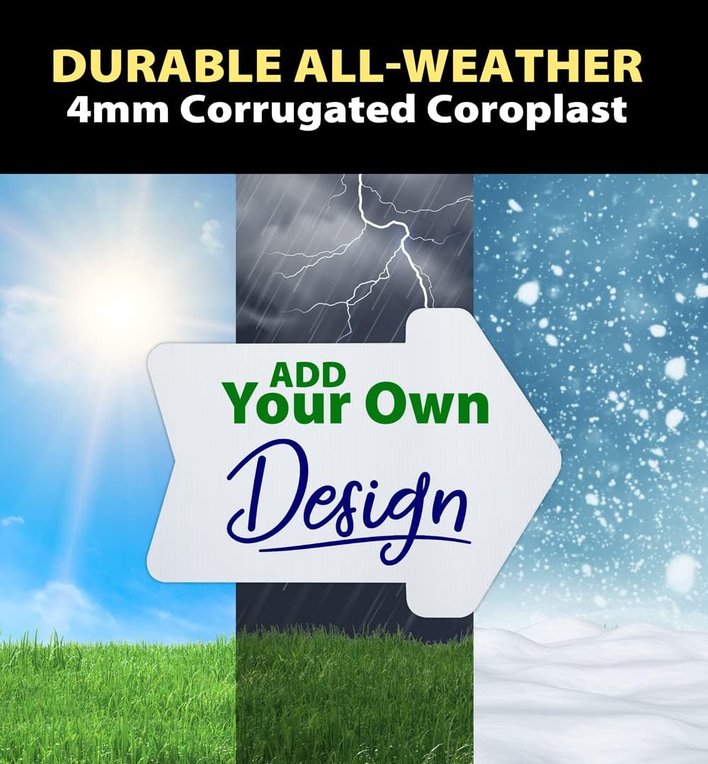 Durable Blank Arrow Shaped Corrugated White Yard Sign Board - Large 17.5” x 23.5” (5 Pack - White Arrow Shape)