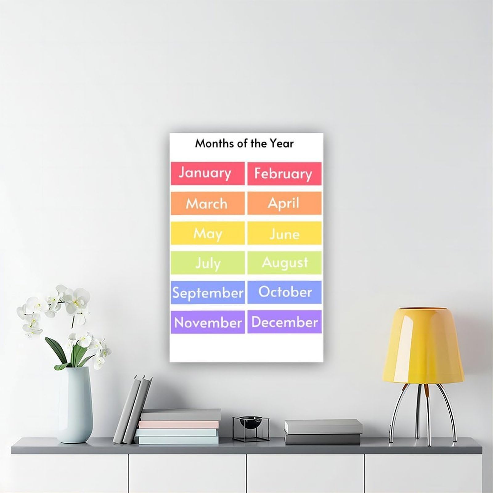 Decorazione per la stanza dei bambini, per la prima infanzia, mesi di apprendimento, poster su tela, decorazione artistica da parete, stampa per soggiorno, camera da letto, decorazione 61 cm di