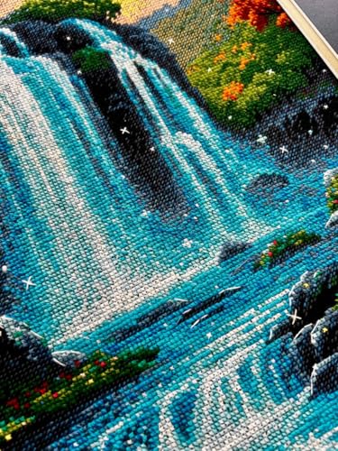 Image of RIOLIS - Magical Waterfall 2274, Nature Cross Stitch Kits 11 inchx15, Cross Stitch Kits for Beginners & Advanced, Crossstitching Kit Adult, Embroidery Counted Stitching Kit