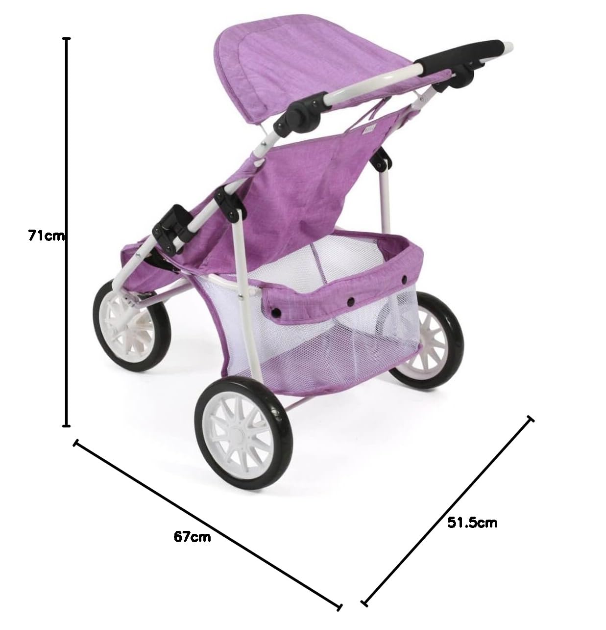 Zwillings Puppenwagen - 3-Rad Jogger Für 2 Puppen Bis 50cm
