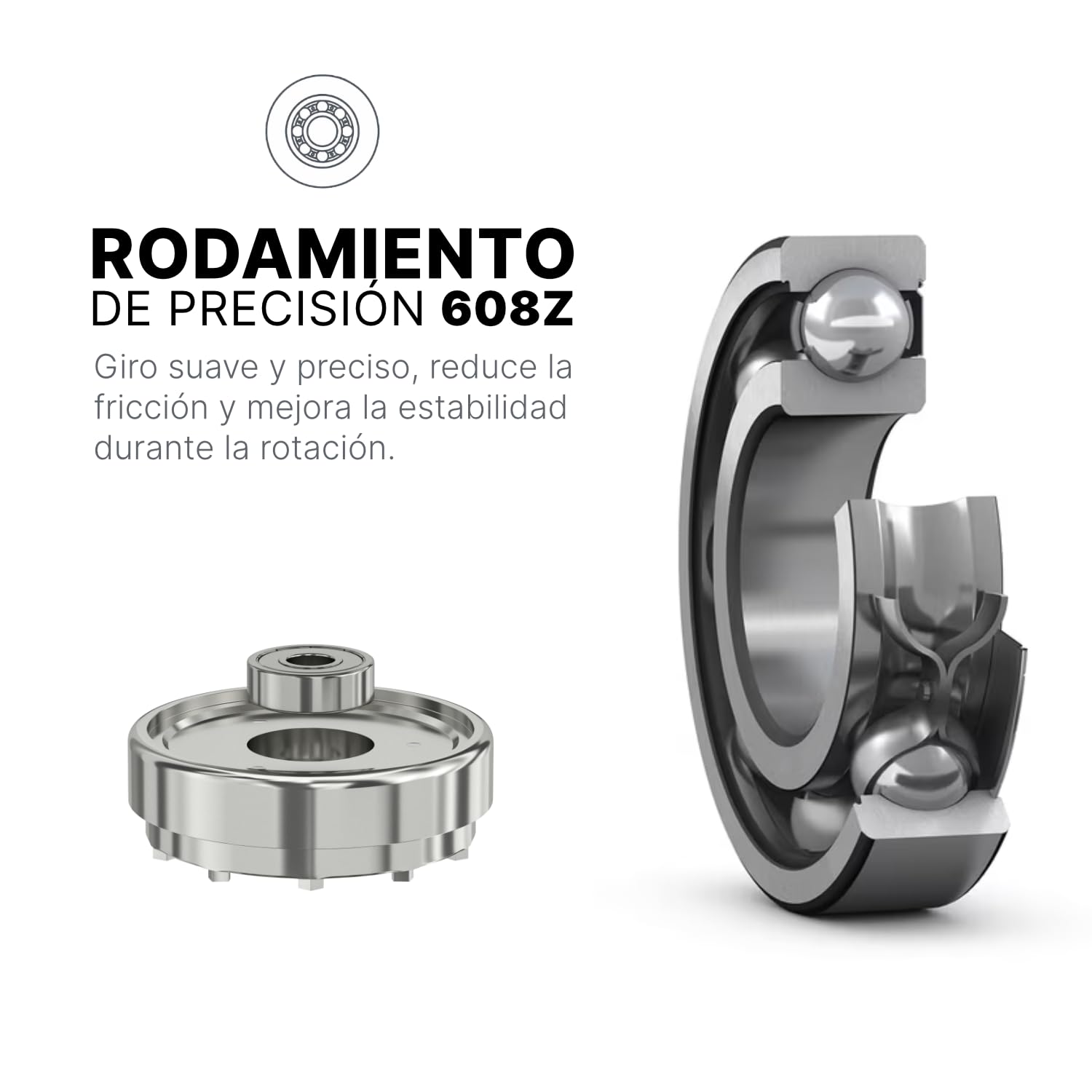 NOX Grinder aus Edelstahl, Präzisionslager 608Z, Quick Connect-System, 62 mm, 3 Teile, 490 g, Mühle für getrocknete Kräuter und Gewürze