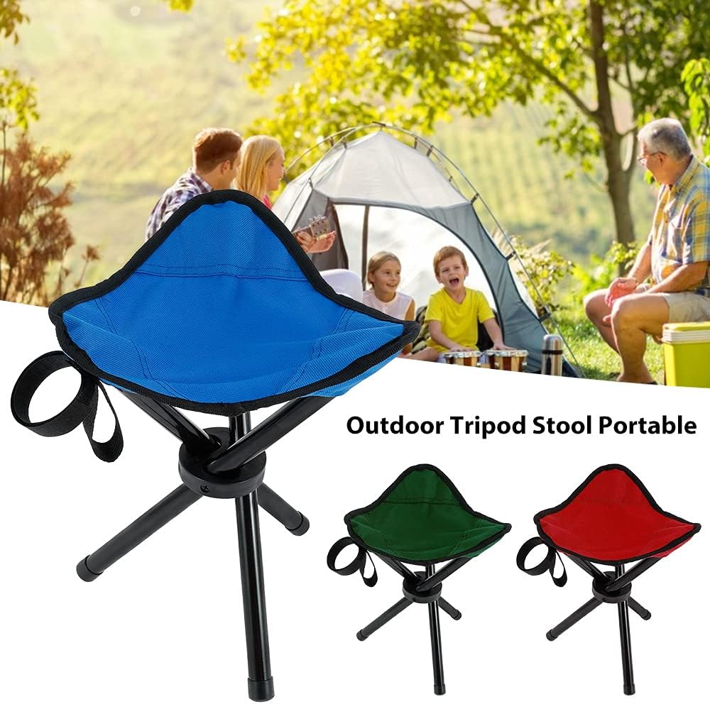 3-Legged Compact Camping Stool,600D Oxford Cloth Folding Tripod Chair,Mini Lightweight Portable Folding Seat,Picnic Stool for Camping Walking Fishing Travel Hiking Garden Beach (Blue)