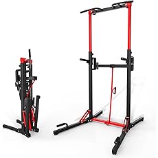 ONETWOFIT Power Tower Pull Up Bar Station, Multi-Function Adjustable Height Foldable Dip Station for Home Gym Workout, Heavy Duty Strength Training Fitness Equipment, Pull Up Stand 400LBS