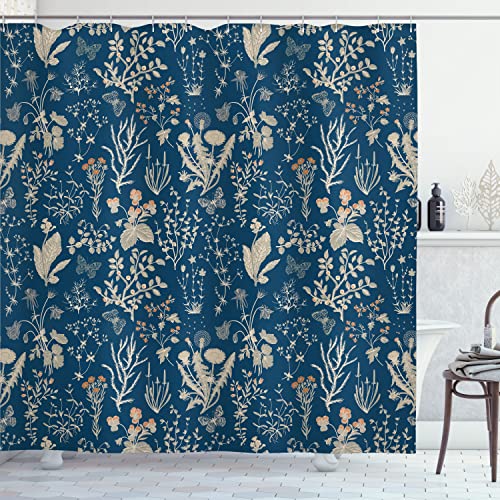 Ambesonne Floral Shower Curtain, Vintage Garden Plants Herbs Flowers Botanical