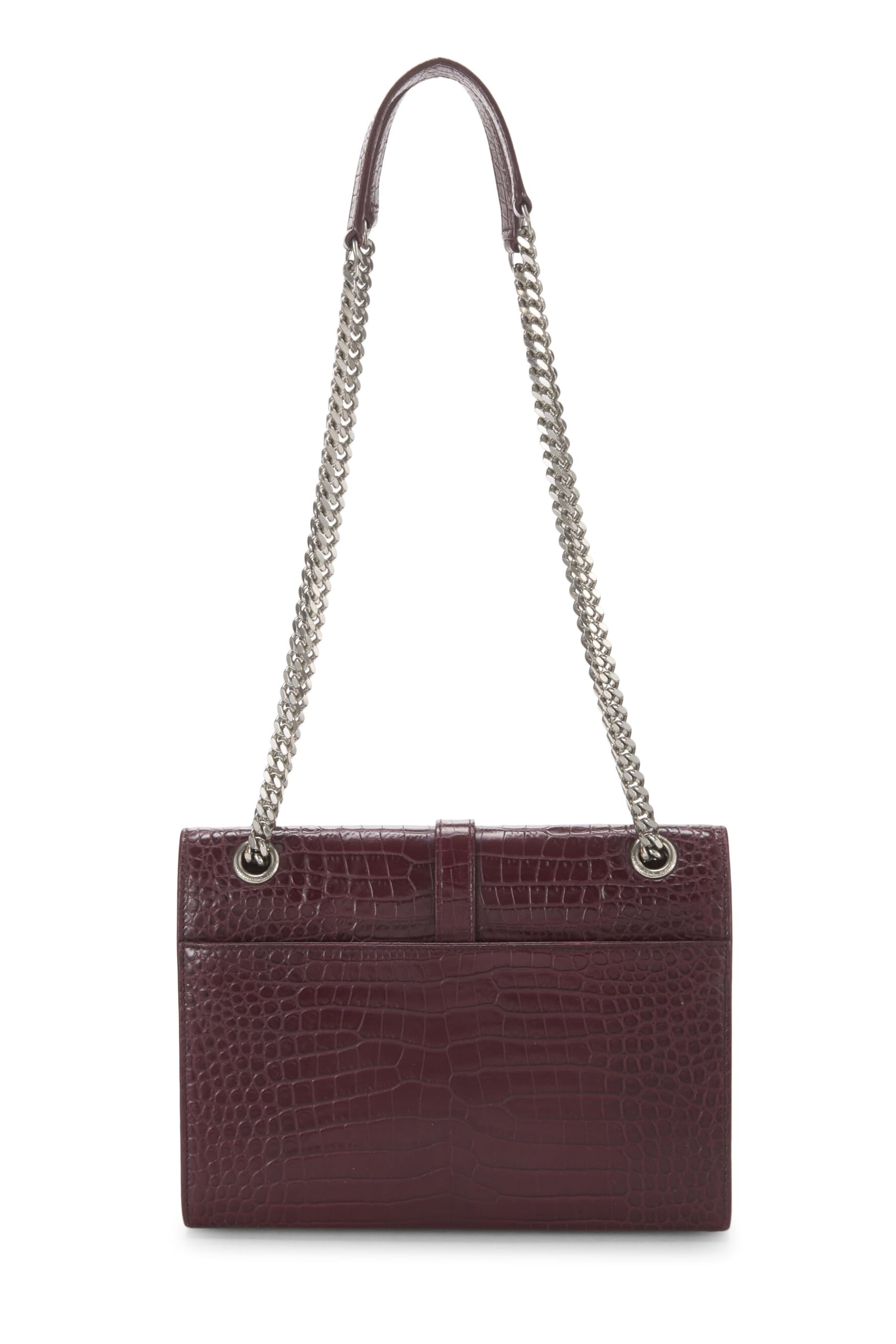 Yves Saint Laurent, Pre-Loved Burgundy Embossed Envelope Chain Shoulder Bag, Burgundy