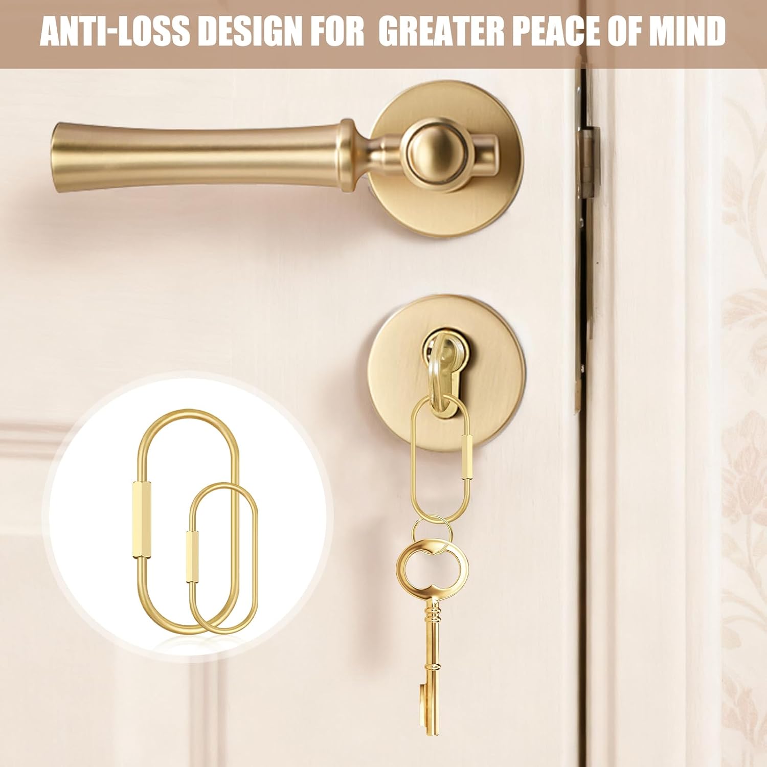 2Pcs Gold Brass Key Rings, Gold Carabiner with 10 O-Rings, Brass Screw Lock Keychain Clip for Keys Purse Bag Charms for Handbags image 5 of 6 B0FXV7HCFW