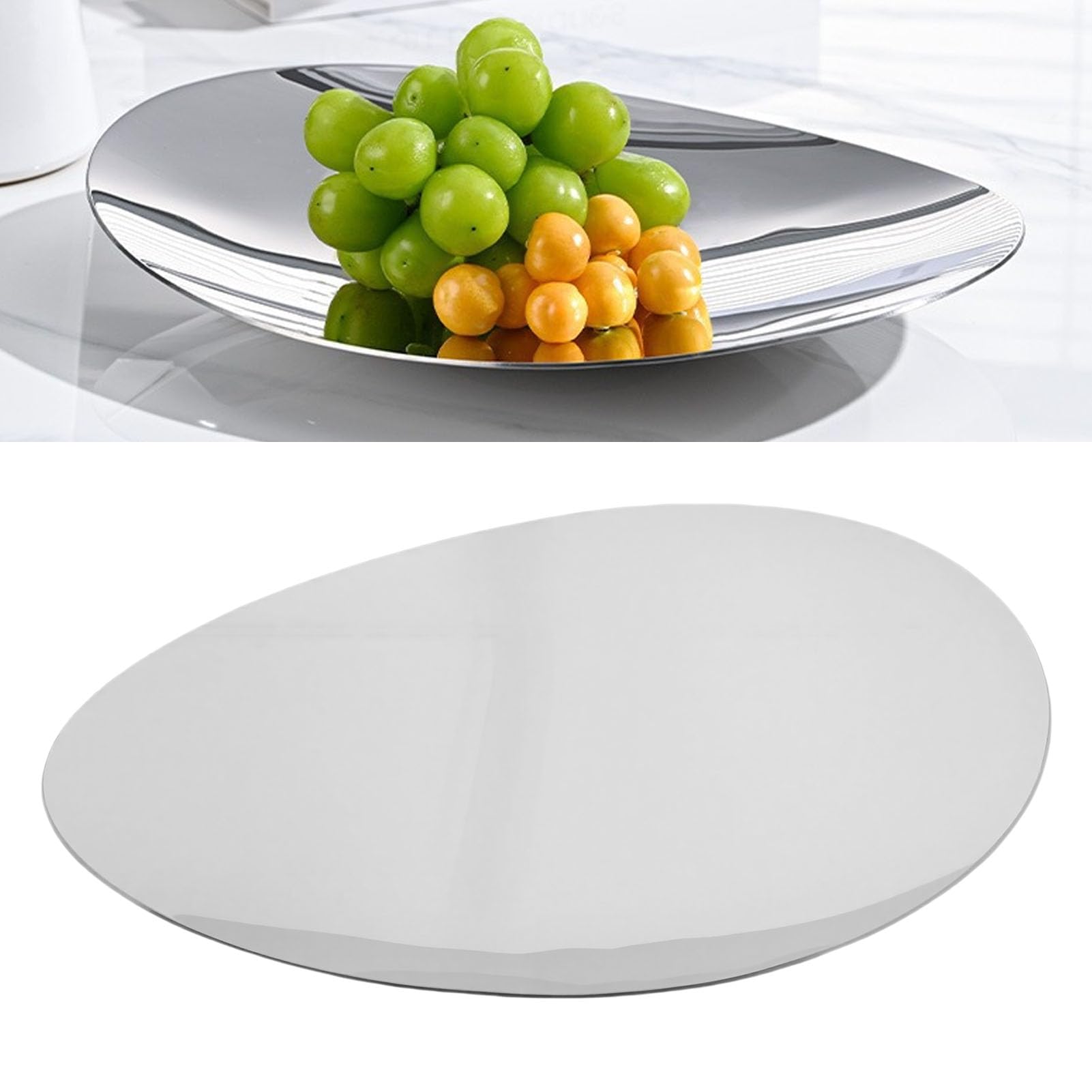 Serviertablett aus Edelstahl, Luxus Obsttablett für (L)