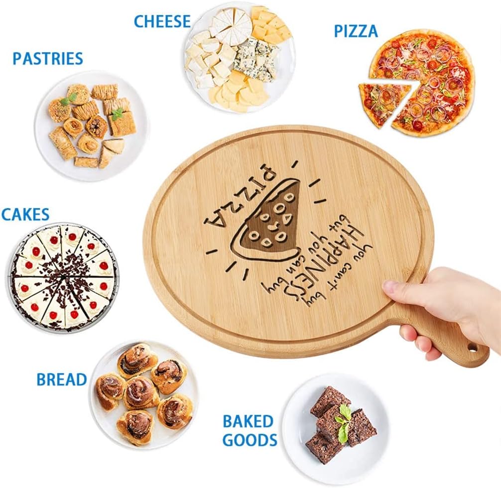 9 Inches Round Wooden Pizza Baking Steak Tray Platter Pizzas Pan Cake Bakeware Tools Kitchen Accessories and Gadgets