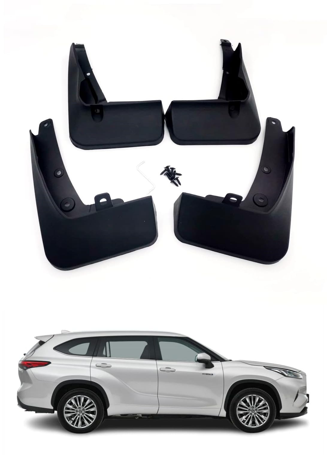 Toyota Highlander Mud Flaps - 2020-2024 Compatible Splash Guards, 4-Piece Set With Hardware