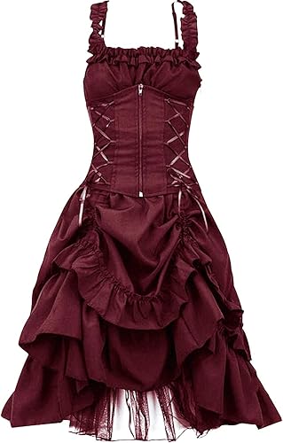 Miniatura 1 de JEGULV Disfraz renacentista para mujer, vestido medieval con corsé, vestido gótico de Halloween, vestido de cóctel, vestido de baile, ropa de cosplay