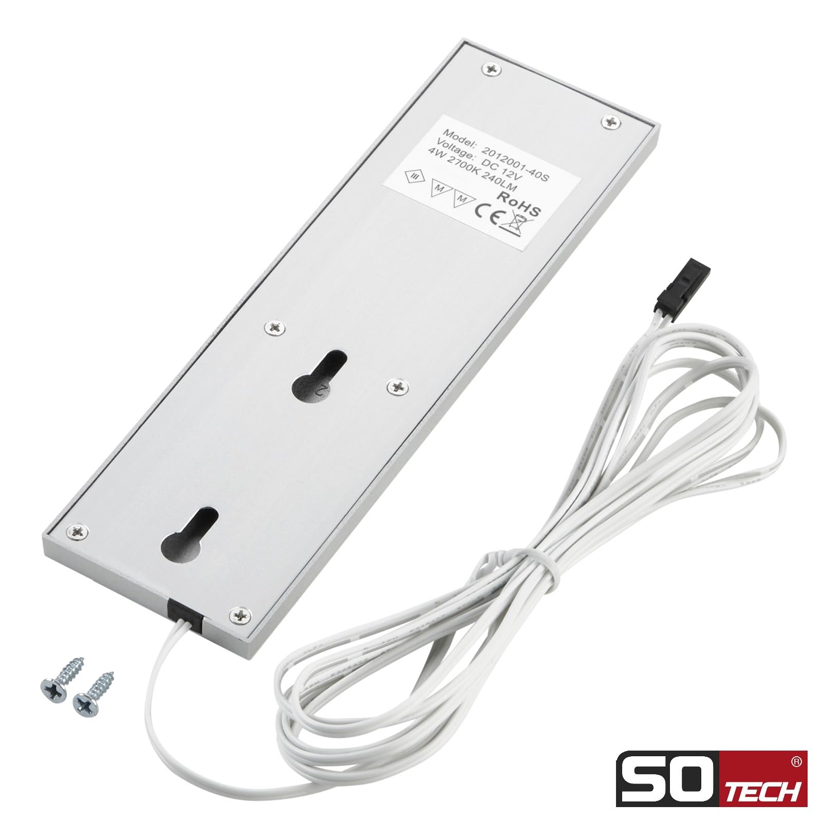 SOTECH 4er Set LED-Möbelleuchte GIULIA II ohne Sensor silbergrau, 4000K neutralweiß inkl. Trafo & Verteiler Unterbauleuchte Schrankleuchte Vitrinenbeleuchtung