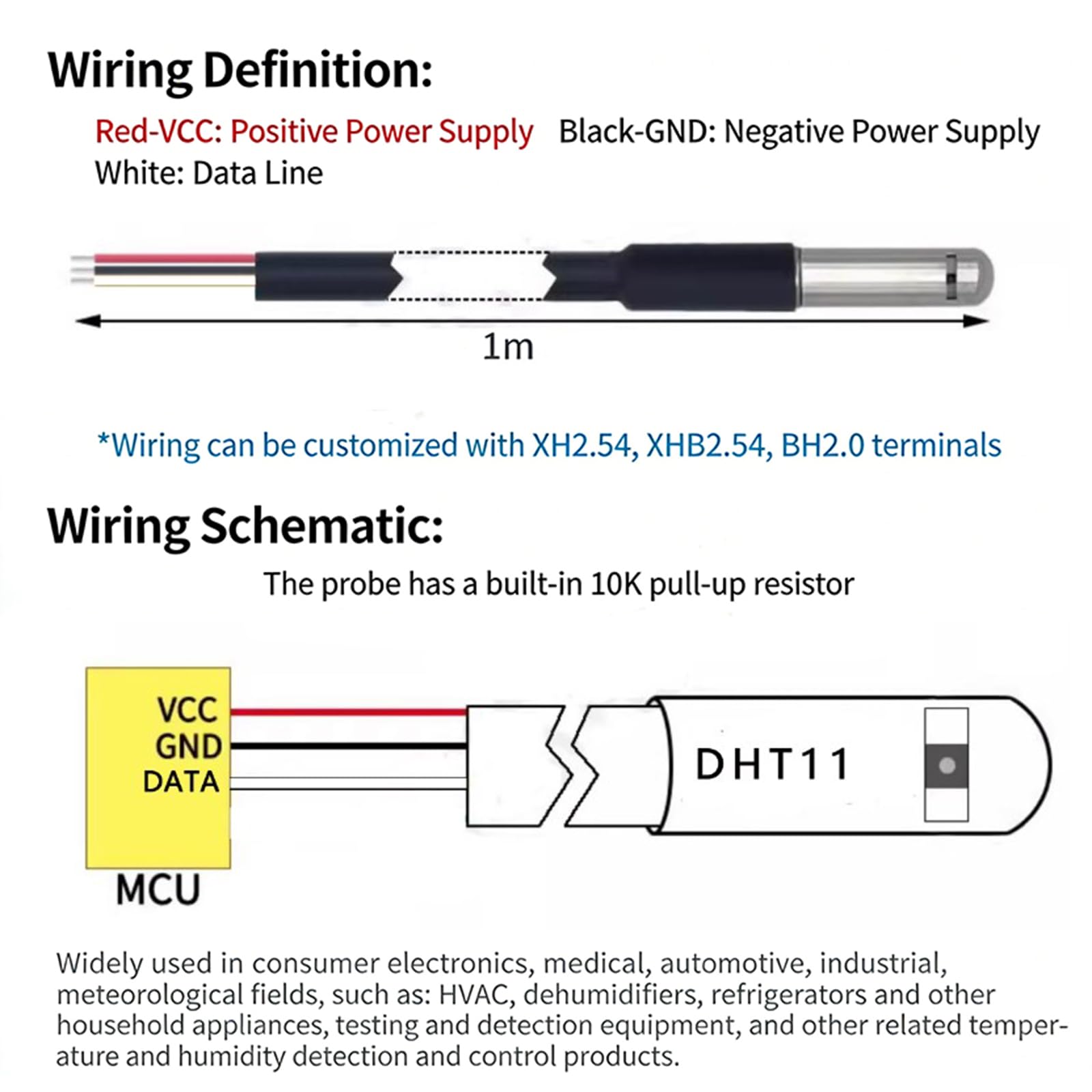 Cable de 1 m, módulo digital de sensor de temperatura y humedad, transmisión de 20 m, IP68, impermeable, para proyectos, transductor de humedad y temperatura