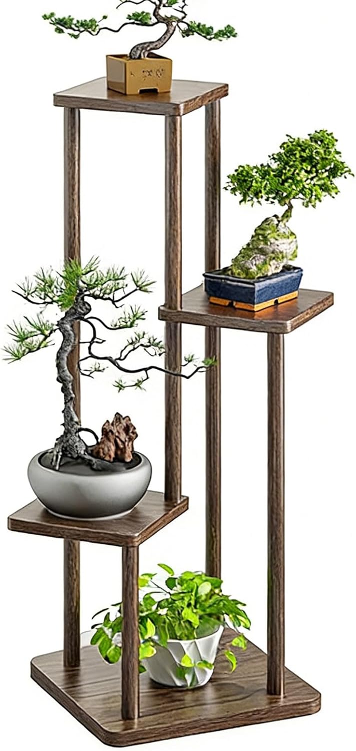 Plant-Racks Multi-Tier Plant Stand - Floor Potted Flower Pot Shelf Holder for Indoor Pothos, Succulents, Living Room, Office, Balcony - Storage Organizer Rack(Wood,5 Layers)