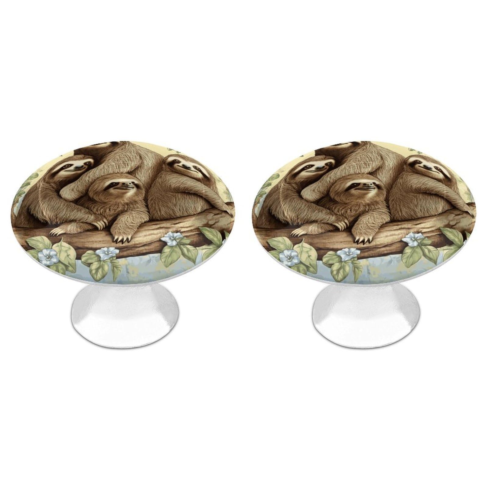 LDGSUPH Sloth Family Drawer Pulls Exquisite Round Cabinet Knobs Closet Door Pulls Sturdy Stainless Steel Door Handle Dresser Drawer Knobs Cabinet Handles for Furniture Pull 2pcs
