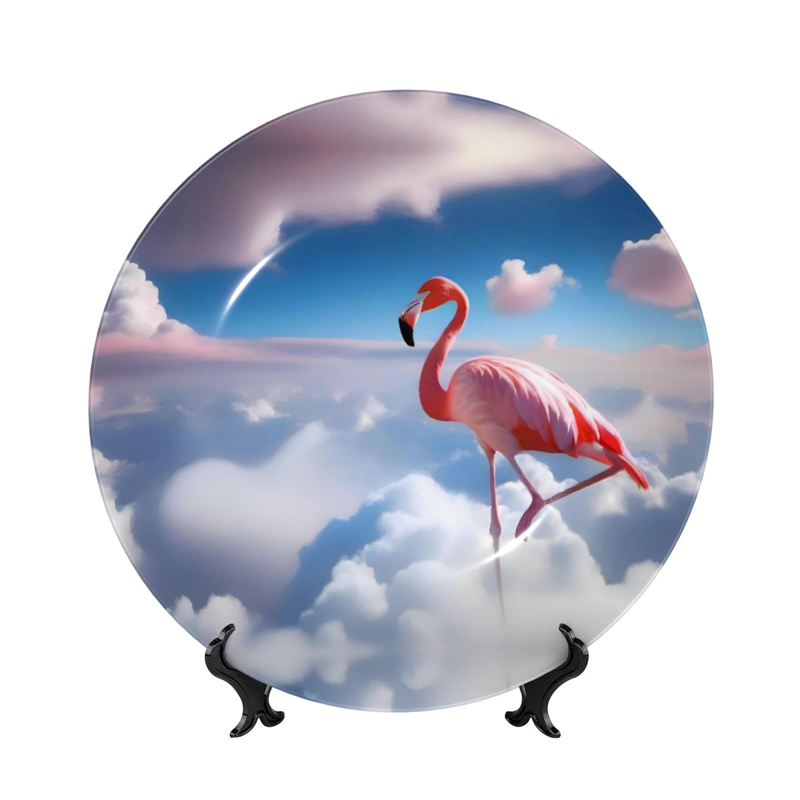 Plato decorativo de flamenco de 8 pulgadas con soporte para mesa