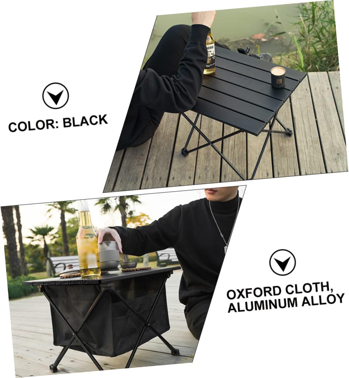 Folding Outdoor Camping Table Storage Bag Lightweight Picnic Table for BBQ Beach Tailgate and Picnics Easy to Assemble and Portable