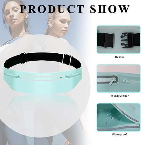Miniatura 5 de Riñoneras para mujer, riñonera impermeable para hombres, cintura ajustable para correr, bolsa de bolsillo delgada y expandible, soporte para iPhone
