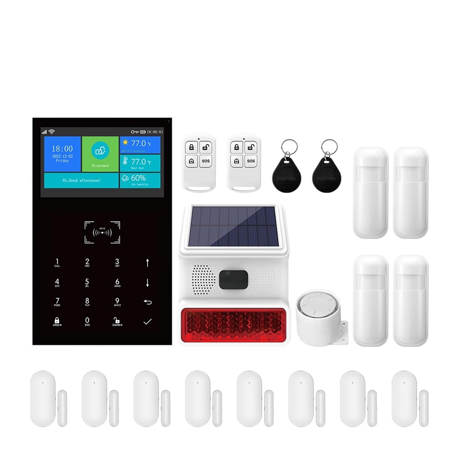 Koesrxnqw H Wifi Smart Ome Gsm Alarm System Wireless Suitable For Residential Offices Villas Remote Monitoring(H)