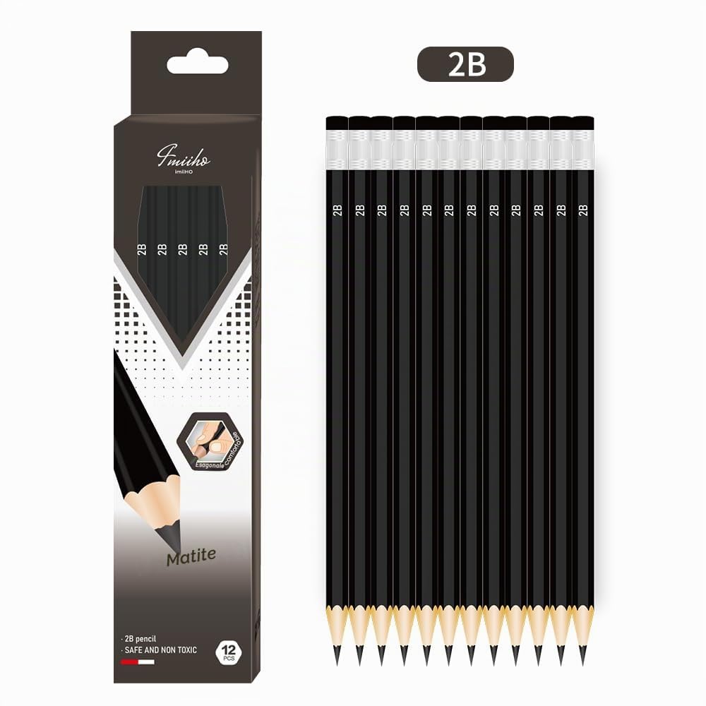 Matite in Legno 2B 12 Pezzi da Disegno