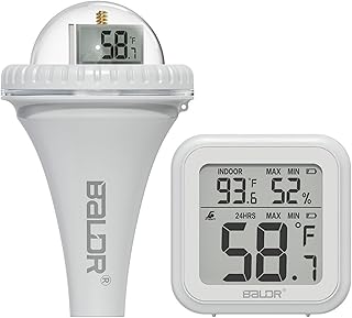 Weytoll Pool Thermometer, Wireless Pool Thermometer Floating Easy Read, Pool Thermometer for Swimming Pool Hot Tubs Pond Test Kits & Thermometers LCD Screen 360 Degree Visibility White Not Included
