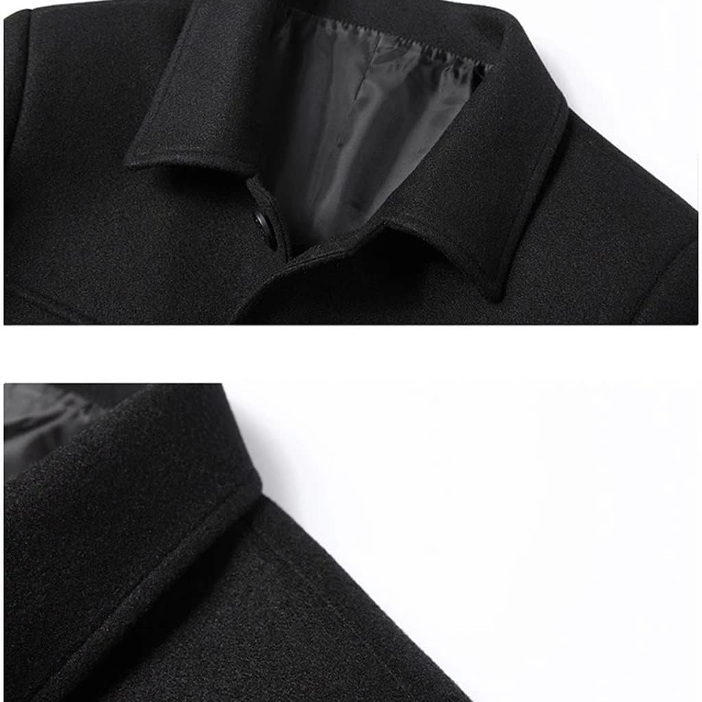 Men's Loose Short Jacket Outer Three-Dimensional Patch Pocket Single-Breasted Lapel Thickened Casual Tweed Coat(M Code)