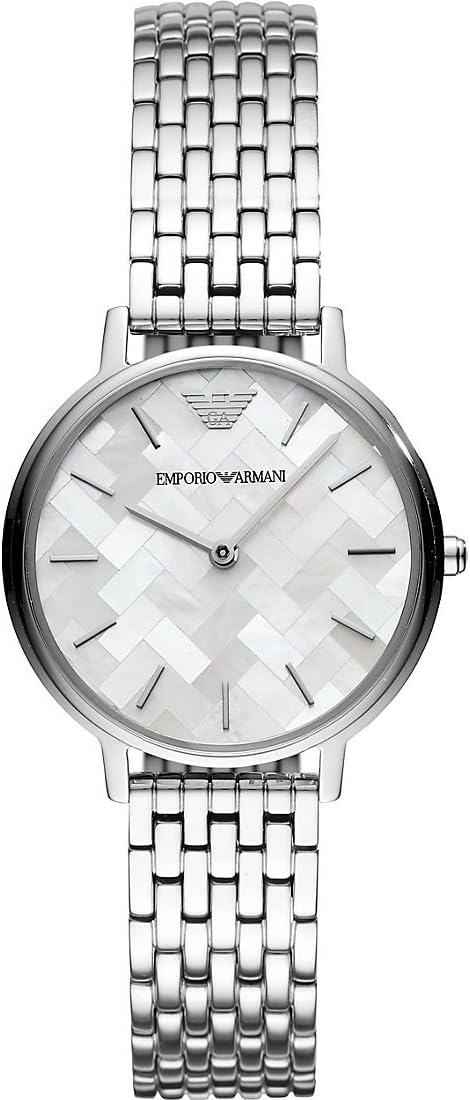 Emporio Armani Watch for Women, 32mm Two Hand Quartz Movement with Silver Tone Stainless Steel Strap