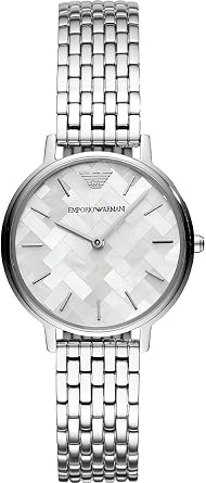 Emporio Armani Watch for Women, 32mm Two Hand Quartz Movement with Silver Tone Stainless Steel Strap