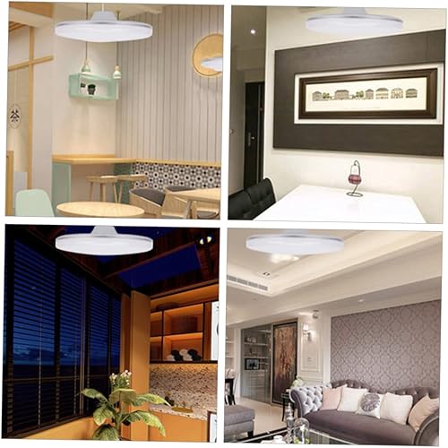 Miniatura 7 de Housoutil Lámpara de techo blanca con platillo volador, lámpara de techo plana, lámpara colgante, farol, luces colgantes blancas, lámpara redonda,