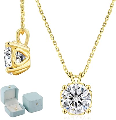 KRKCLIFE Moissanite Necklace for Women, 0.4-4CT Heart Frame Necklace(18"+2") in Wihte Gold, Anniversary Birthday Gift for Her