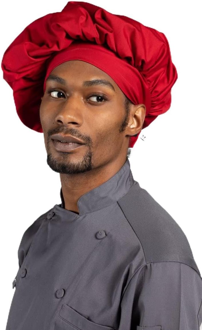 Chef Hats, Scull Cap, Beanie & Neckerchief Poplin Chef Hat/Red/One Size