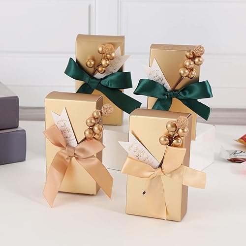 Miniatura 3 de Paquete de 50 cajas de regalo de papel dorado brillante para despedida de soltera, baby shower, caja de embalaje de dulces pequeña caja de regalos