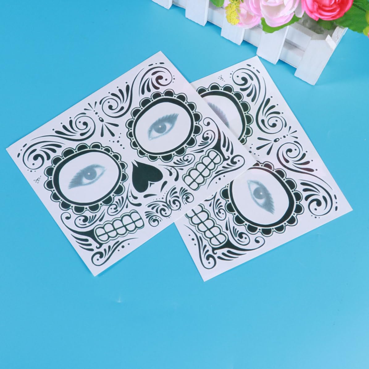 2 Piezas Tatuajes Faciales Temporales Impermeables T-007 de Papel