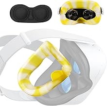 TNP VR Face Cover and Eye Cover for Meta Oculus Quest 2 Face Cushion with Nose Light Blocker - Sweat Guard Silicone Cover for Oculus Quest 2 Face Pad, Cloudy Yellow