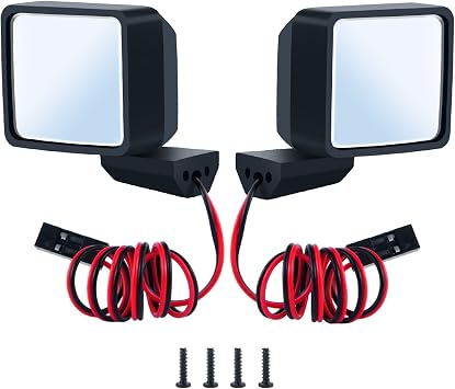 SWX RC Car Rear View Side Mirror Kit with LED Lights for 1/6 RC Crawler Truck Car Axial SCX6 AXI05000 Upgrade Parts