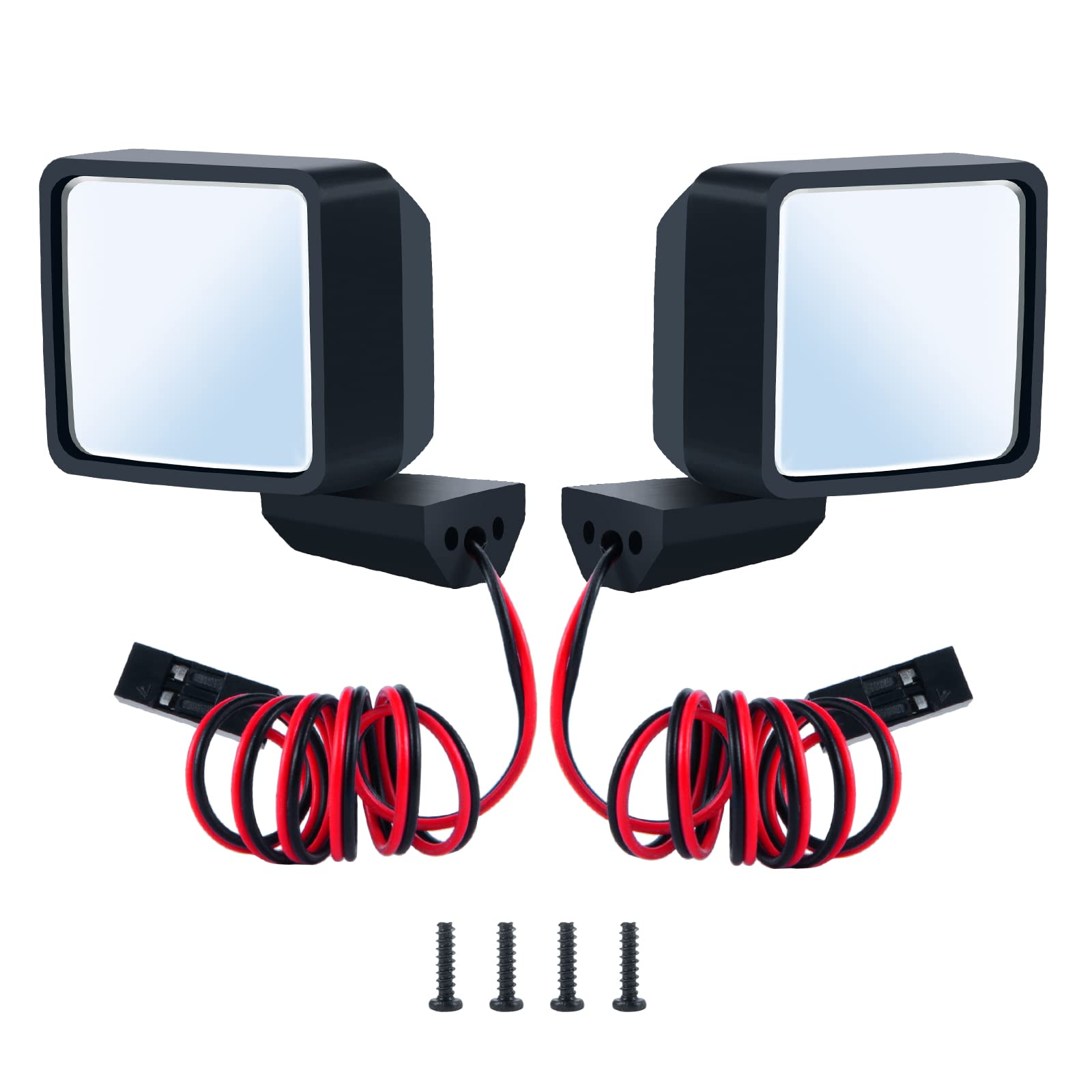 Que-T 1 Pair Simulation Rearview Mirror with LED Light Rear View Mirror for 1/6 RC Axial SCX6 AXI05000 Crawler Car