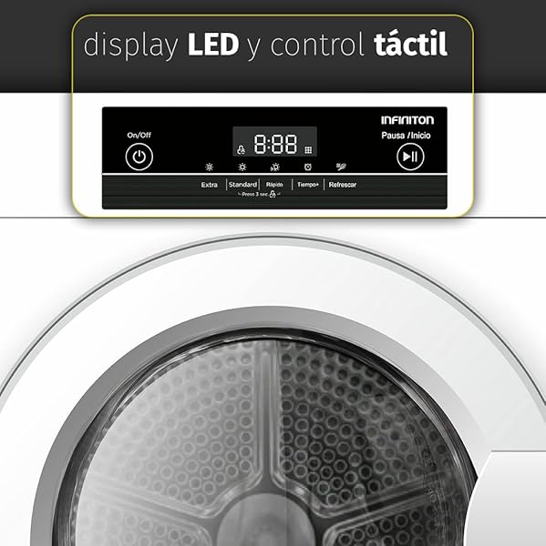 INFINITON | Secadora SD-3M | Evacuación | Capacidad 3Kg | Sensores LED | Funcion Anti-arrugas | Clase Energética C | 5 Programas |Bloqueo Infantil | - 3