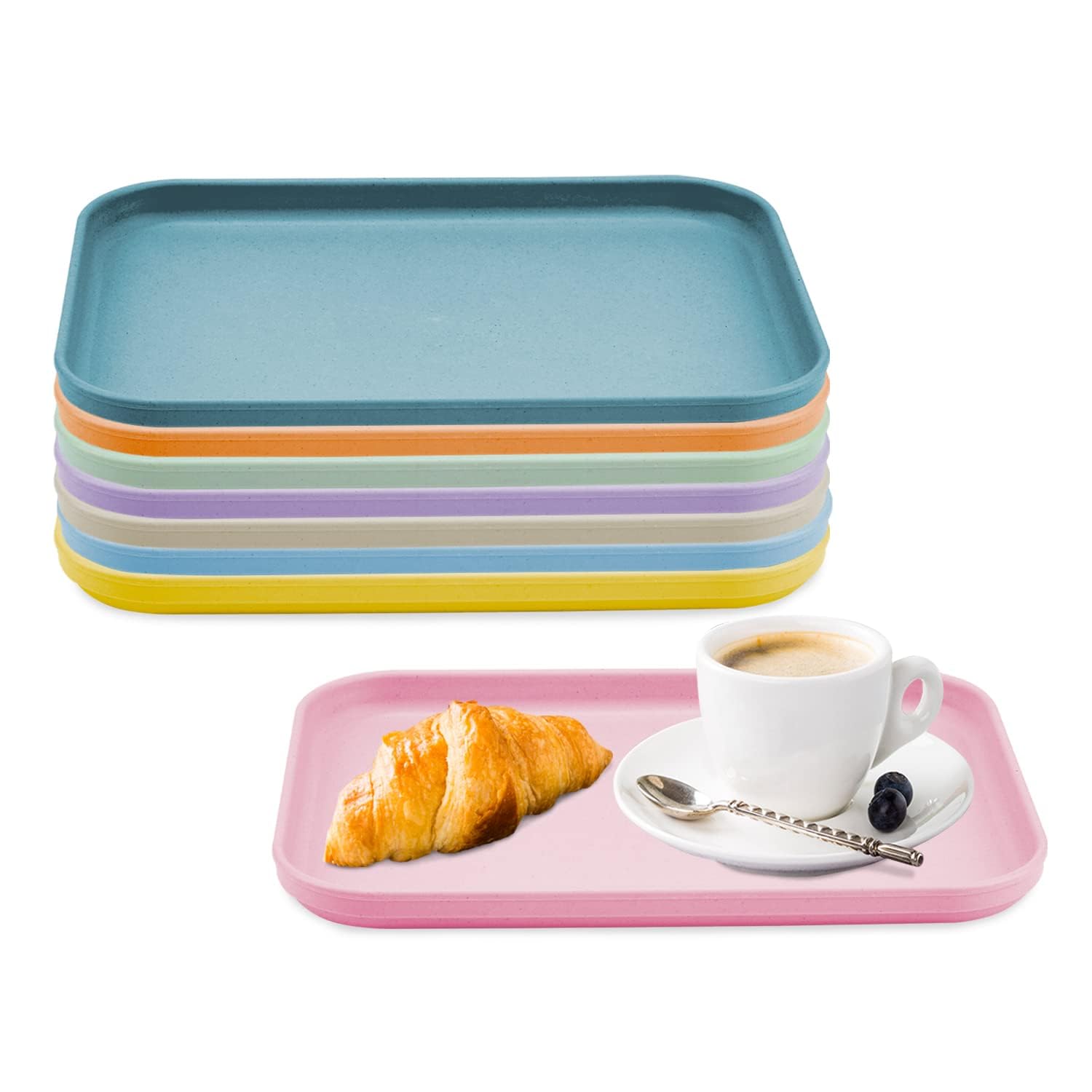 8 Pack Multicolor Plastic Art Trays, Stackable Craft Organizer Serving Trays, 9.8" x 6.7" - Perfect for DIY, Painting, Beads, Jewelry & Supplies