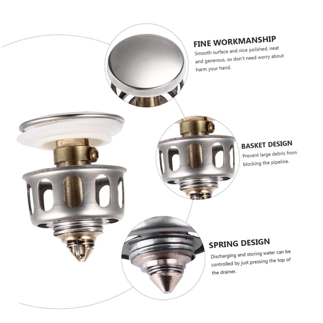 Angoily 9piezas Tapón De Desagüe De Inoxidable De Rebote para Lavabo y Fregadero Accesorios y Fáciles De Instalar