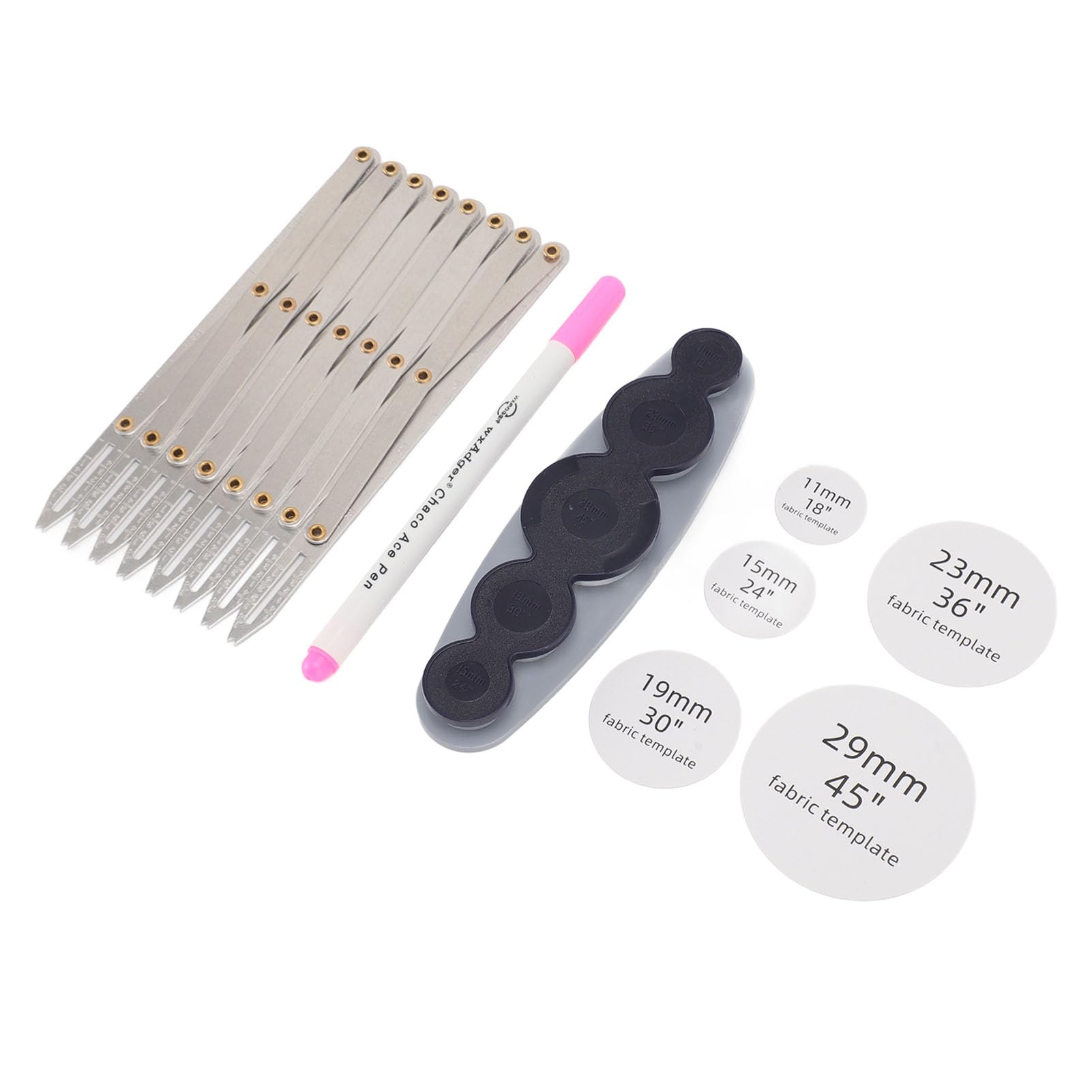 Expandable Sewing Gauge, Button Guide Equal Space Divider Portable Prevent Warping Multi-Purpose Aluminum 8 Crease Heads (aluminum 2)