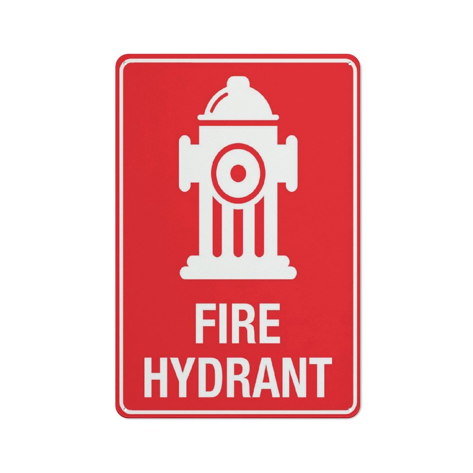Fire Hydrant (Symbol) Sign, 8x12 Inch Metal Aluminum, Pre-Drilled Holes for Easy Mounting, Indoor/Outdoor Use for Fence, Door, Gate
