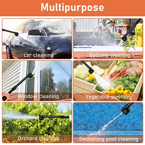 Alienworld Cordless High Pressure Washer Gun With Foam Cannon,High Power, Electric Cleaner, Self-Battery, 6-In-1 Nozzle,Max 870Psi, Filter Basket For Impurities,Outdoor Car Cleaning，Portable Flushing #TOP5