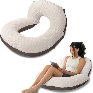 INSEN Reading Pillow, Back Pillow for Sitting in Bed for Reading, Nurse & Relax, Reading Pillow for Adults, Moms & Kids, Sit Up Pillow for Bed, Double-Sided Brown
