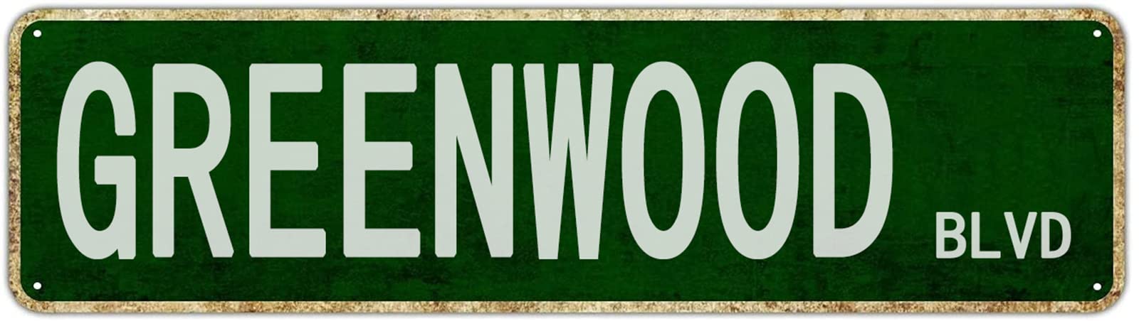Greenwood Boulevard Retro Tin Signs Aluminum Metal Sign Gift for Home Kitchen Garden Yard Wall Bedroom Club Front Door Decor 4x16 Inch