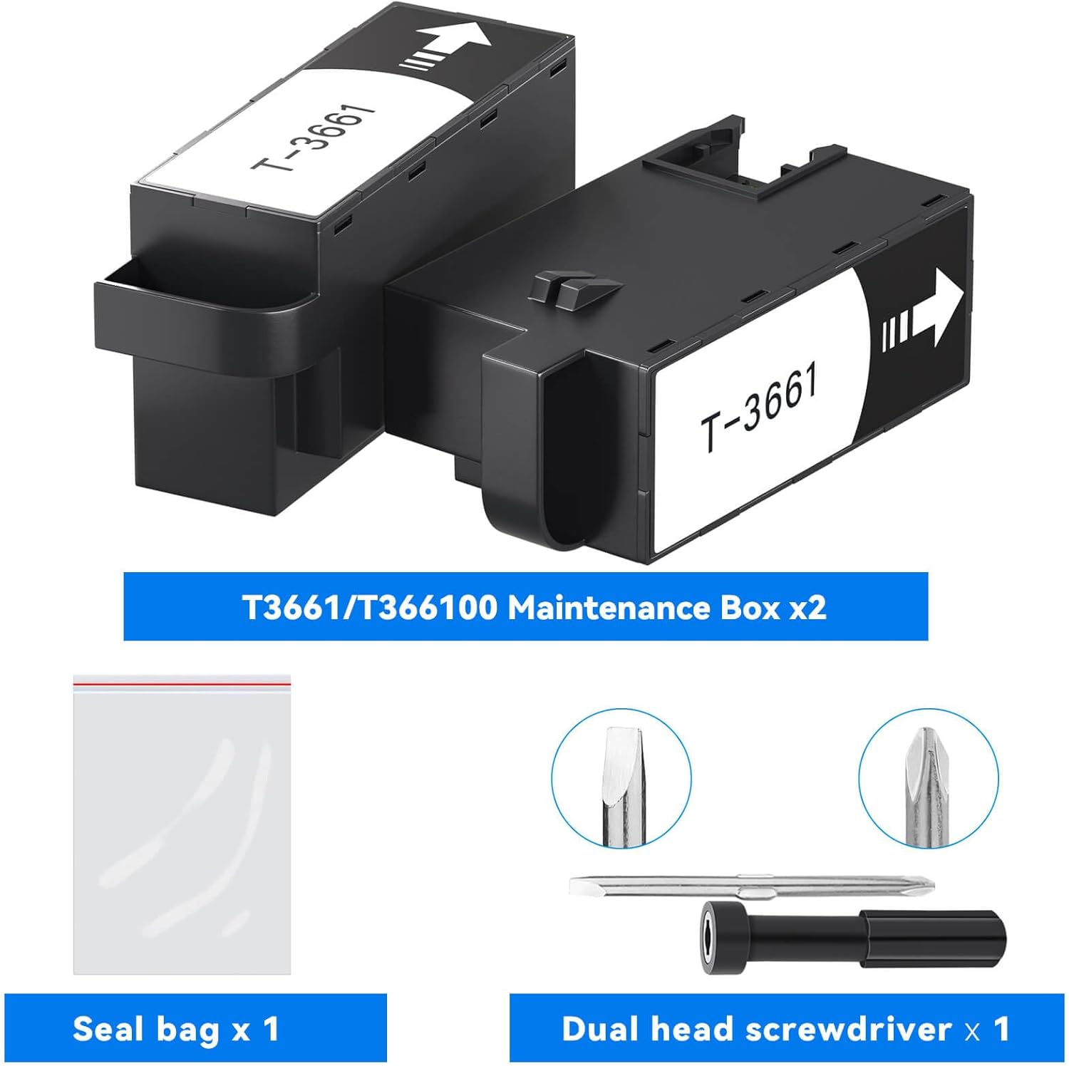 T3661 Ink Maintenance Box for XP-15000 XP-6100 XP-6000 XP-8800 XP-970 XP-8500 XP-8700 XP-8600 Expression Premium/Photo Printer, Compatible for Epson T3661 Maintenance Box (2 Packs)