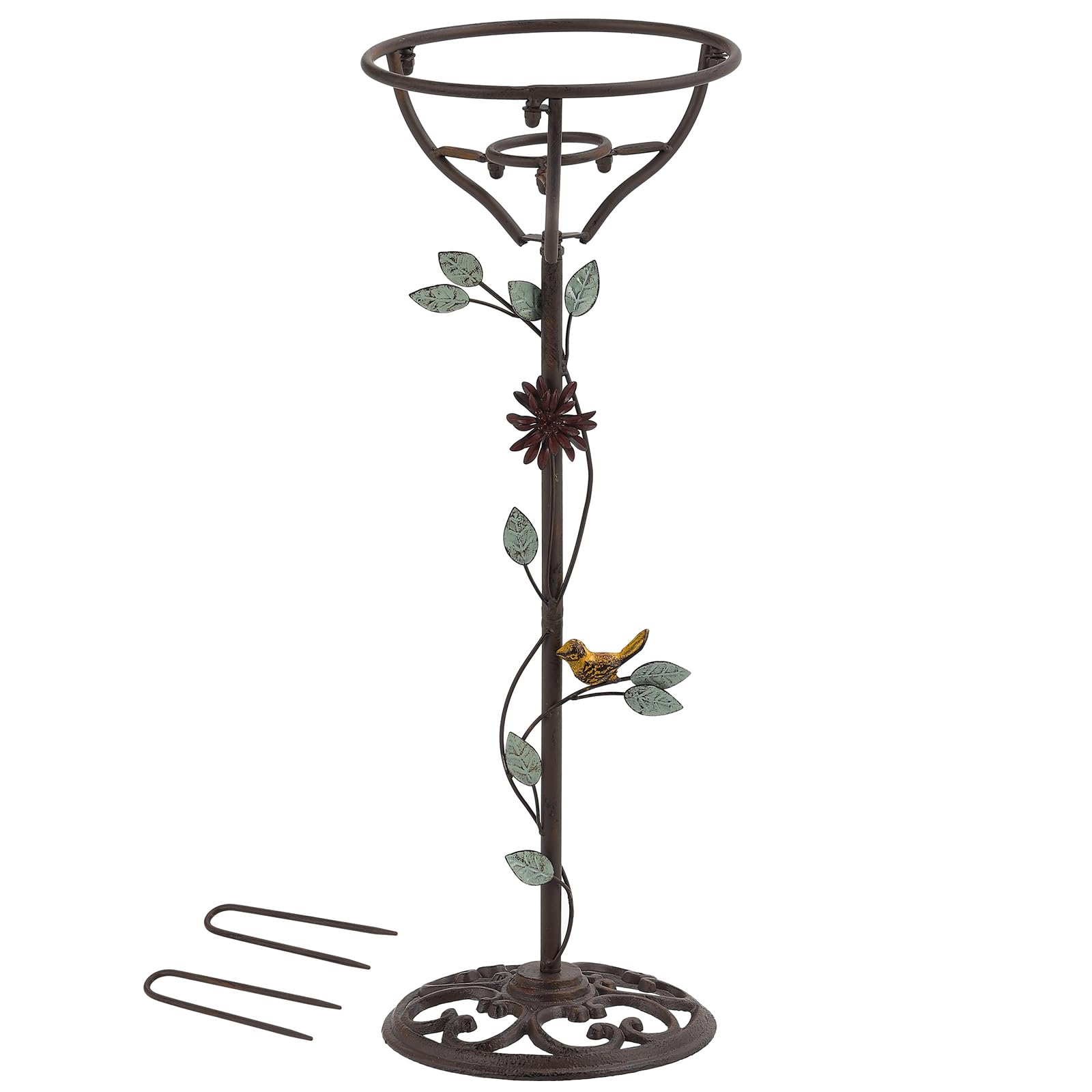 24.5"H Vintage Gazing Globe Stand, Metal Gazing Ball Holder with Cast Iron Base, Garden Gazing Ball Display Stands for 10 Inches Gazing Globes, Glass Ball Stand Holder for Indoor Outdoor Lawn Patio