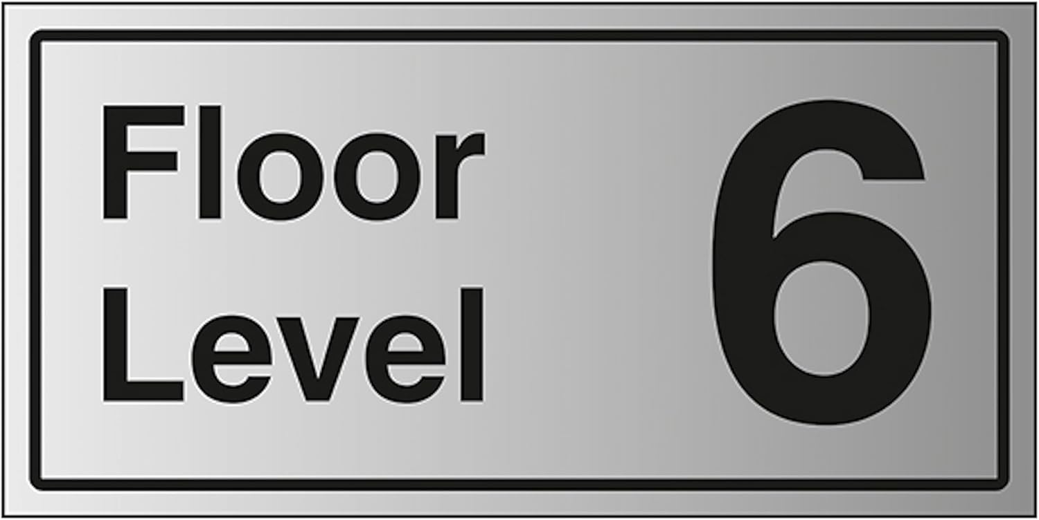 V Safety Floor Level 6 600 x 300 mm - 1.6mm Aluminium Effect Rigid Plastic Safety Sign