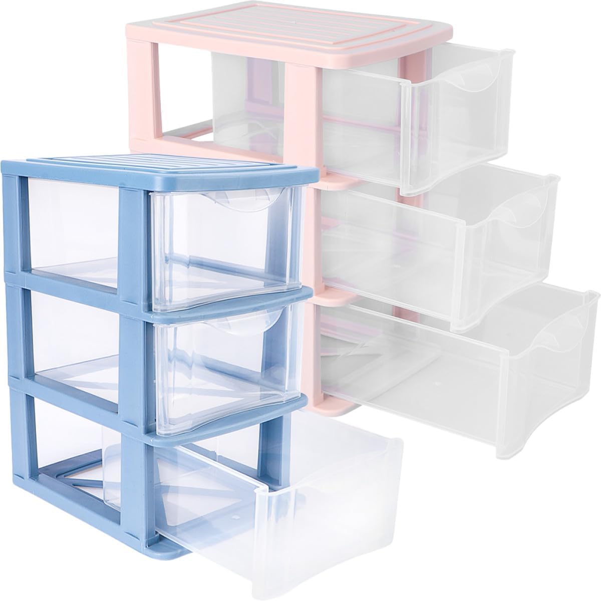 2pcs Three-layer Drawer Storage Boxes Transparent Sundry Organizer for Desktop Cosmetics Kitchen Office Large Capacity Multi-deck Design for Easy Sorting and Dust Protection
