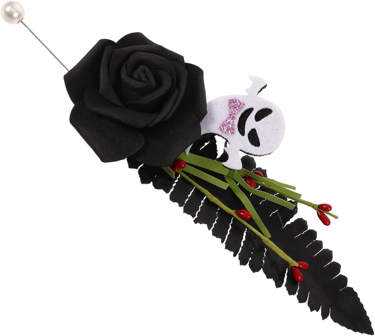 Halloween Theme Fake Rose Brooch Pin Lifelike Flower Corsage for Spooky Parties Elegant Costume Accessory Lightweight and Unique Design for Women and Girls